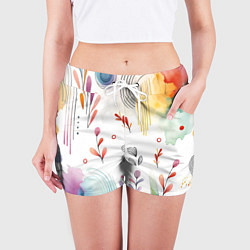Шорты женские Акварельная графика, цвет: 3D-принт — фото 2