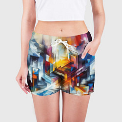 Шорты женские Абстрактные фигуры, цвет: 3D-принт — фото 2