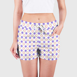 Шорты женские Красивый узор цветочки, цвет: 3D-принт — фото 2