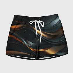 Женские шорты Черная абстракция с золотыми изгибами