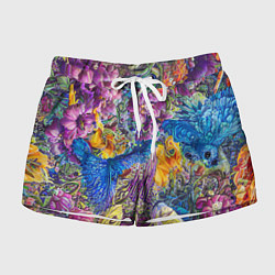 Шорты женские Абстрактный растительный паттерн - нейросеть, цвет: 3D-принт