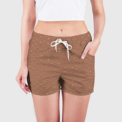 Шорты женские Светло-коричневый текстурированный волнистый, цвет: 3D-принт — фото 2