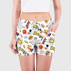 Шорты женские Комикс изображение с собакой pop art, цвет: 3D-принт — фото 2