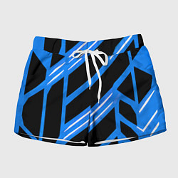 Шорты женские Black and white stripes on a blue background, цвет: 3D-принт