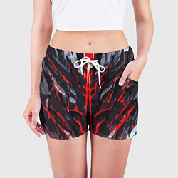 Шорты женские Красные адские полосы на чёрном фоне, цвет: 3D-принт — фото 2