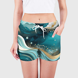 Шорты женские Бирюзовый подводный мир, цвет: 3D-принт — фото 2