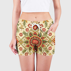 Шорты женские Русские классические узоры и орнамент, цвет: 3D-принт — фото 2