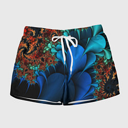 Шорты женские Фрактальный узор голубой, цвет: 3D-принт