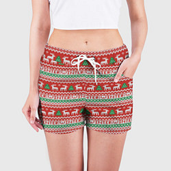 Шорты женские Deer christmas pattern, цвет: 3D-принт — фото 2