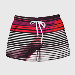 Женские шорты Красно-чёрные полосы на белом фоне