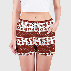 Шорты женские Новогодний паттерн, цвет: 3D-принт — фото 2