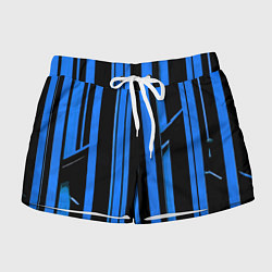Женские шорты Толстые синие полосы на чёрном фоне