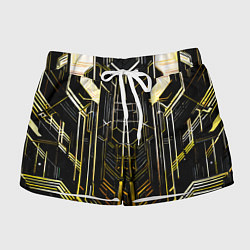 Женские шорты Gold lines on a black background