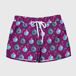 Женские шорты Новогодний узор с елочными игрушками