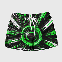 Женские шорты Чёрно-зелёная сфера киберпанк