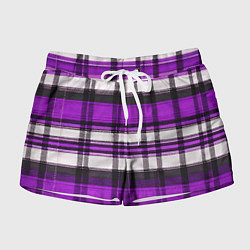 Женские шорты Фиолетово-белая ткань в клетку