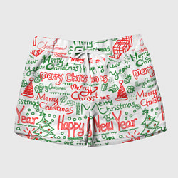 Женские шорты Новогодняя атмосфера merry christmas