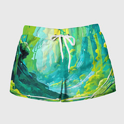 Шорты женские Зелёная кислотная абстракция, цвет: 3D-принт