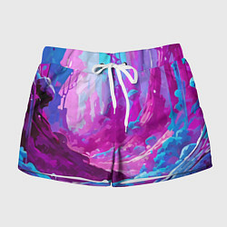 Женские шорты Фиолетовая кислотная абстракция