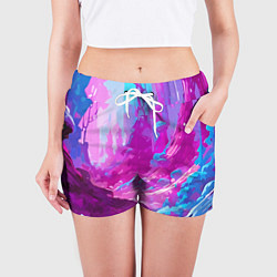 Шорты женские Фиолетовая кислотная абстракция, цвет: 3D-принт — фото 2