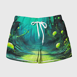 Женские шорты Зелёная кислотная абстракция