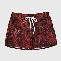 Женские шорты Красная трава на чёрном фоне