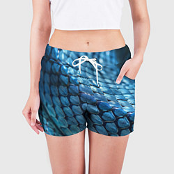 Шорты женские Голубая кожа змеи, цвет: 3D-принт — фото 2