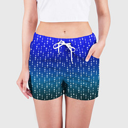 Шорты женские Градиент сине-зелёный со звёздочками, цвет: 3D-принт — фото 2