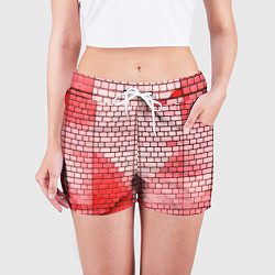 Шорты женские Красные кирпичики, цвет: 3D-принт — фото 2