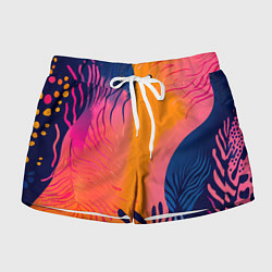 Женские шорты Векторная абстракция с растениями - нейросеть