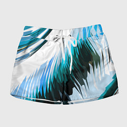 Шорты женские Чёрно-синие острые полосы на белом фоне, цвет: 3D-принт