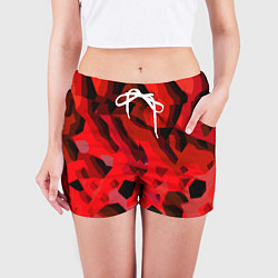 Шорты женские Чёрно-красная пористая абстракция, цвет: 3D-принт — фото 2