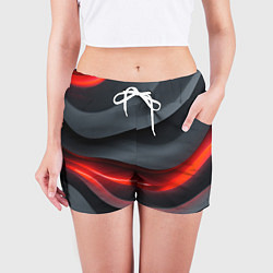 Шорты женские Плавная красно-черная текстура, цвет: 3D-принт — фото 2
