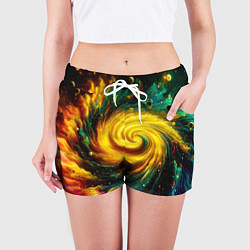 Шорты женские Neon space - ai art fantasy, цвет: 3D-принт — фото 2