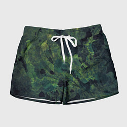 Шорты женские Абстракция - green camouflage background, цвет: 3D-принт