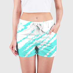 Шорты женские The color is light blue and white, цвет: 3D-принт — фото 2