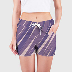 Шорты женские Фиолетовый абстрактные полосы, цвет: 3D-принт — фото 2