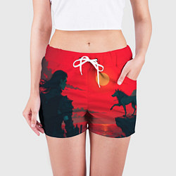 Шорты женские Человек и волк, цвет: 3D-принт — фото 2