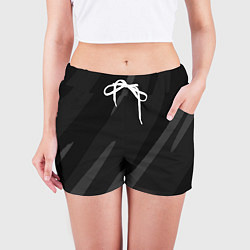 Шорты женские Чёрно-серый абстрактный полосы, цвет: 3D-принт — фото 2