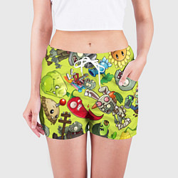 Шорты женские Растения против зомби с героями, цвет: 3D-принт — фото 2