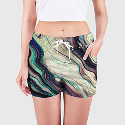 Шорты женские Абстракция тёмные краски с текстурой, цвет: 3D-принт — фото 2