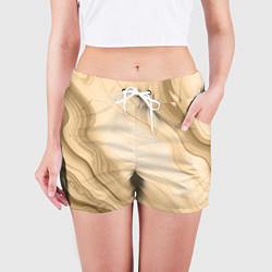 Шорты женские Светлый коричневый текстура камень мрамор, цвет: 3D-принт — фото 2