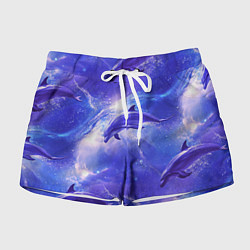 Женские шорты Дельфины в волшебном море паттерн