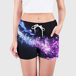 Шорты женские Фиолетово-синяя абстрактная волна, цвет: 3D-принт — фото 2