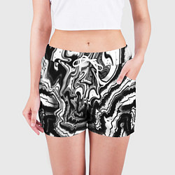 Шорты женские Закрученные волны - чб абстракция, цвет: 3D-принт — фото 2