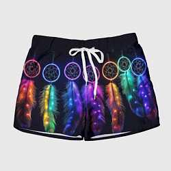 Женские шорты Ловцы снов - свечение перьев