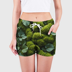 Шорты женские Зеленый мох и листья, цвет: 3D-принт — фото 2