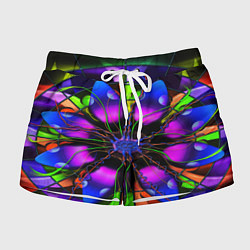 Женские шорты Неоновая психоделика лепестки