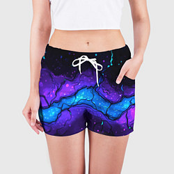 Шорты женские Синяя звездная полоса в плите текстура, цвет: 3D-принт — фото 2