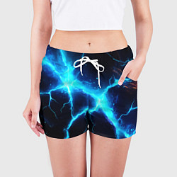 Шорты женские Голубой разлом из молний, цвет: 3D-принт — фото 2